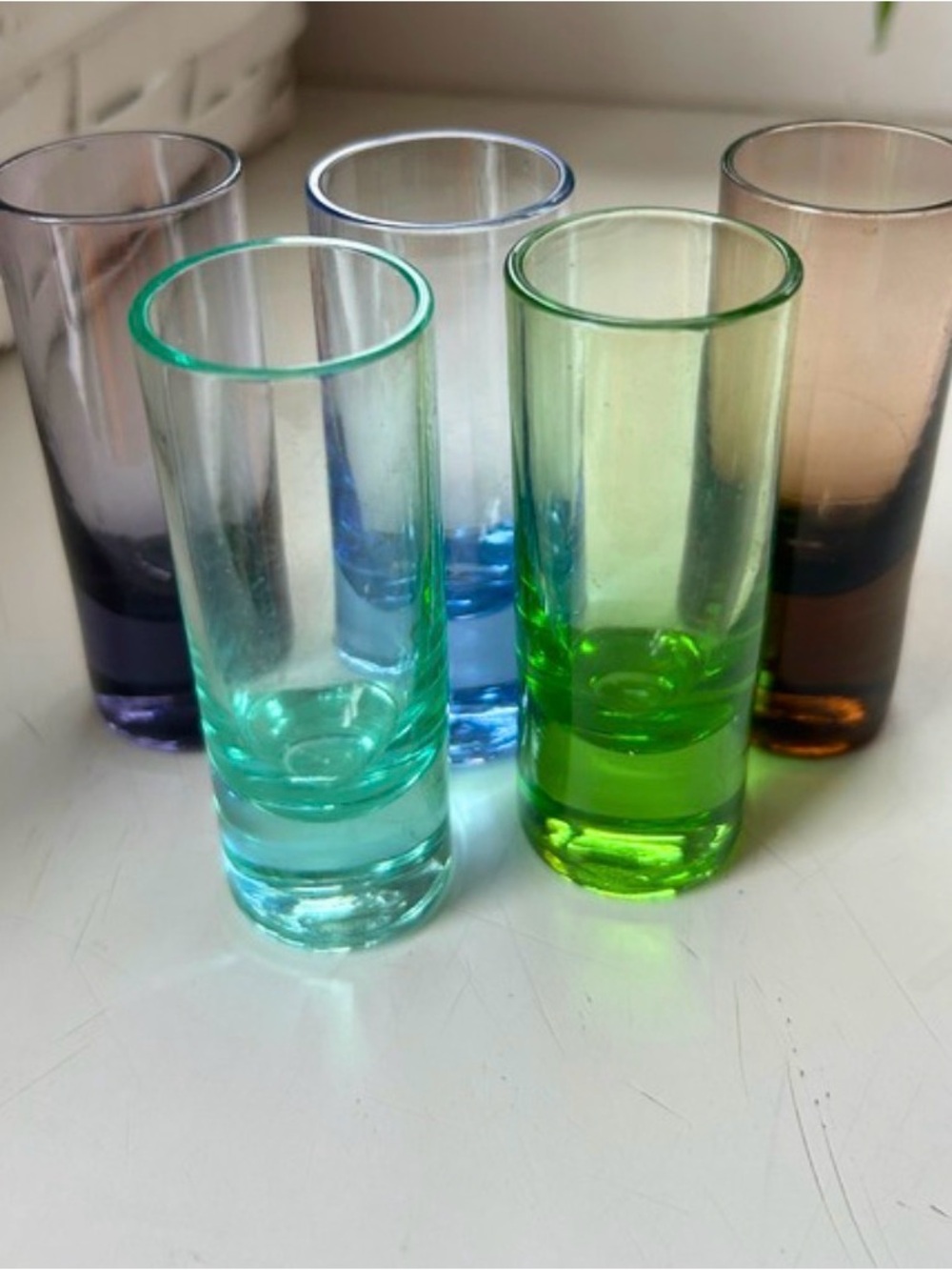 Shot Glasses Set - Green, Blue, Aqua, Amber, Violet
